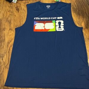 New FIFA Official World Cup Men's Tank Top Athletic Popping White  Blue XL